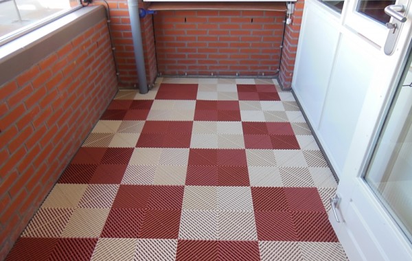 Balkontegel Creme en Terracotta
